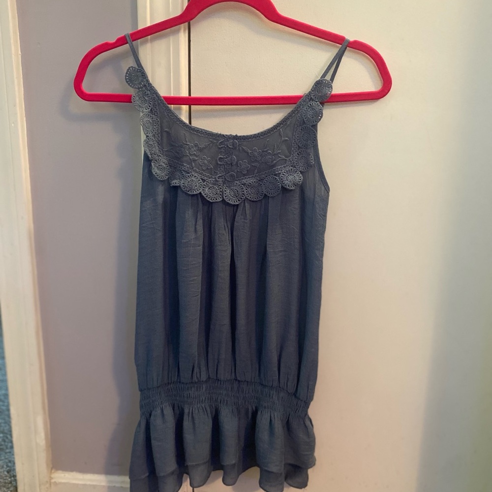 mine  Blue Sleeveless Top